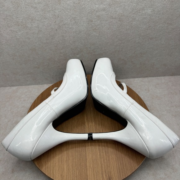 Pleaser Mary Jane Heels 11 White Patent Pinup Retro Rockabilly Costume Shoes - Picture 6 of 13